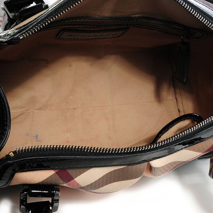 Burberry Patent Supernova Check Pilgrim Tote Black 5 of 10