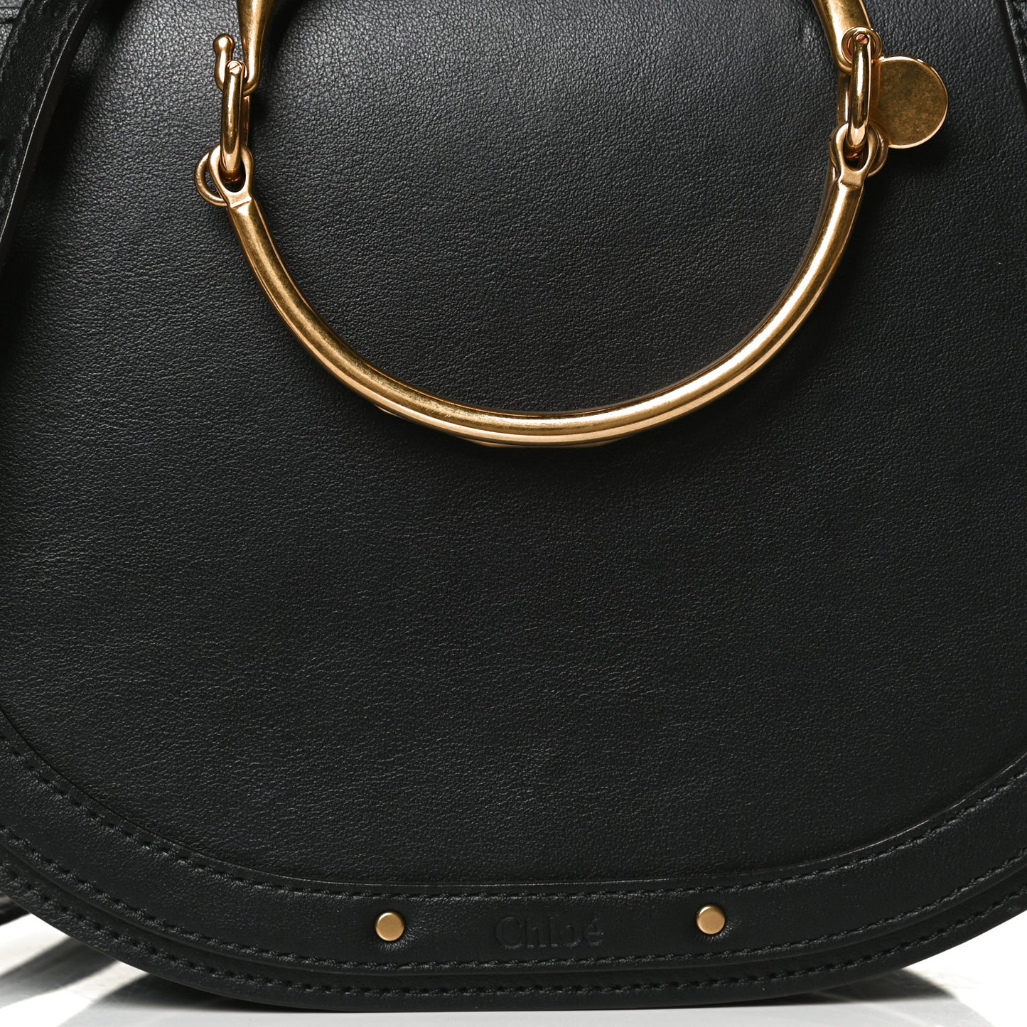 Calfskin Suede Medium Nile Bracelet Bag Black