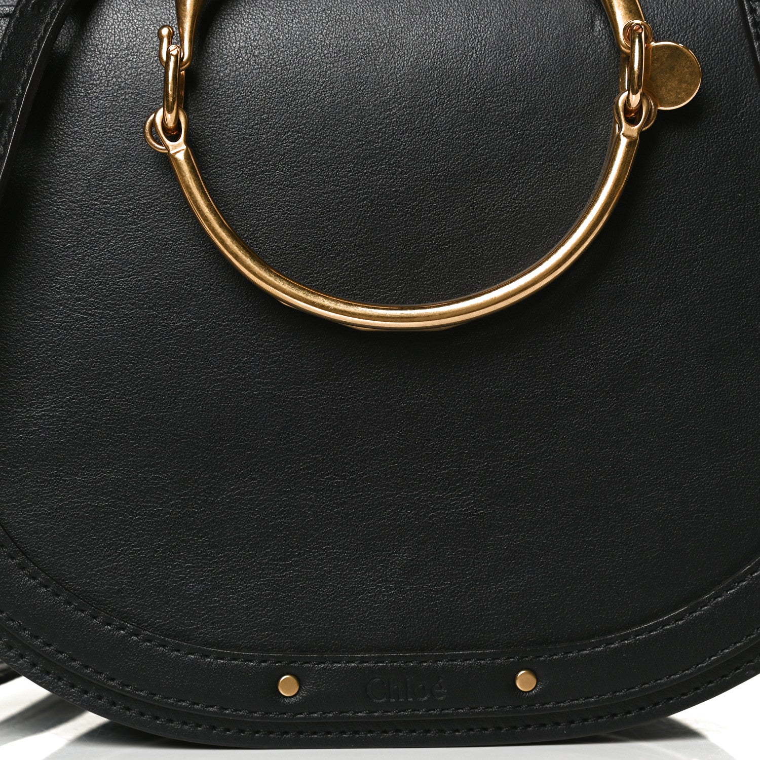 Chloe Calfskin Suede Medium Nile Bracelet Bag Black 8 of 10