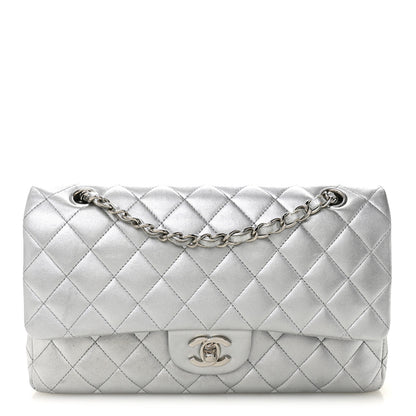 Chanel Metallic Lambskin Quilted Medium Double Flap Silver 1 of 11