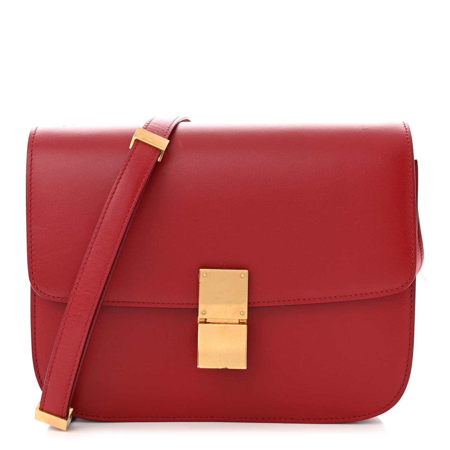 Box Calfskin Medium Classic Box Flap Bag Red