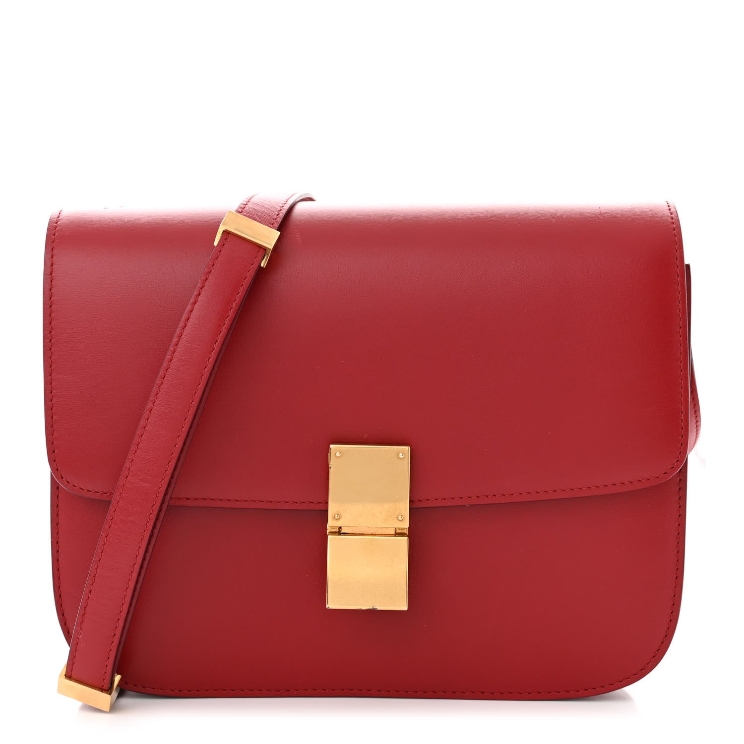 Celine Box Calfskin Medium Classic Box Flap Bag Red 1 of 13