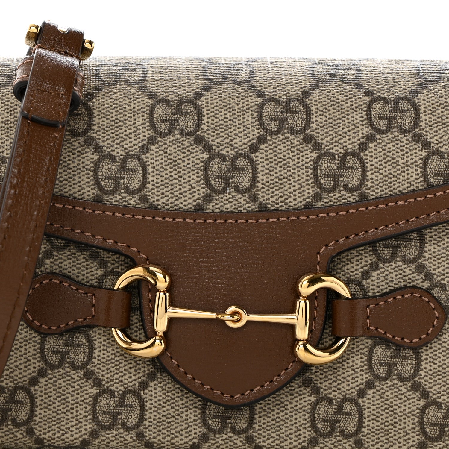 Gucci GG Supreme Monogram Mini Horsebit 1955 Shoulder Bag Beige Brown Sugar 8 of 10