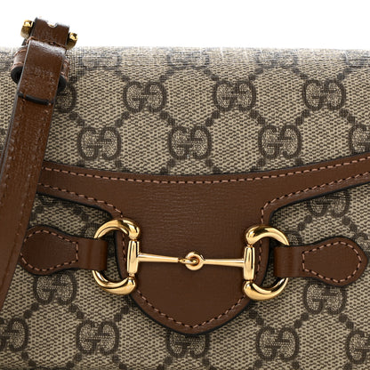 Gucci GG Supreme Monogram Mini Horsebit 1955 Shoulder Bag Beige Brown Sugar 8 of 10