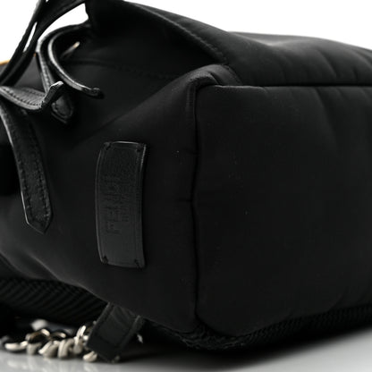 Fendi Nylon Vitello Dolce Goat Fox Fur Crocodile Monster Eyes Mini Backpack Black Sunflower 9 of 11