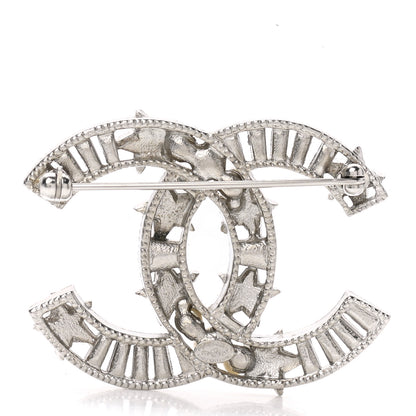 Chanel Crystal Pearl CC Star Coco Flapper Brooch Silver 4 of 6