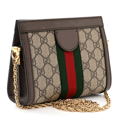Gucci GG Supreme Monogram Textured Dollar Calfskin Web Mini Ophidia Chain Shoulder Bag Beige Ebony New Acero 3 of 12