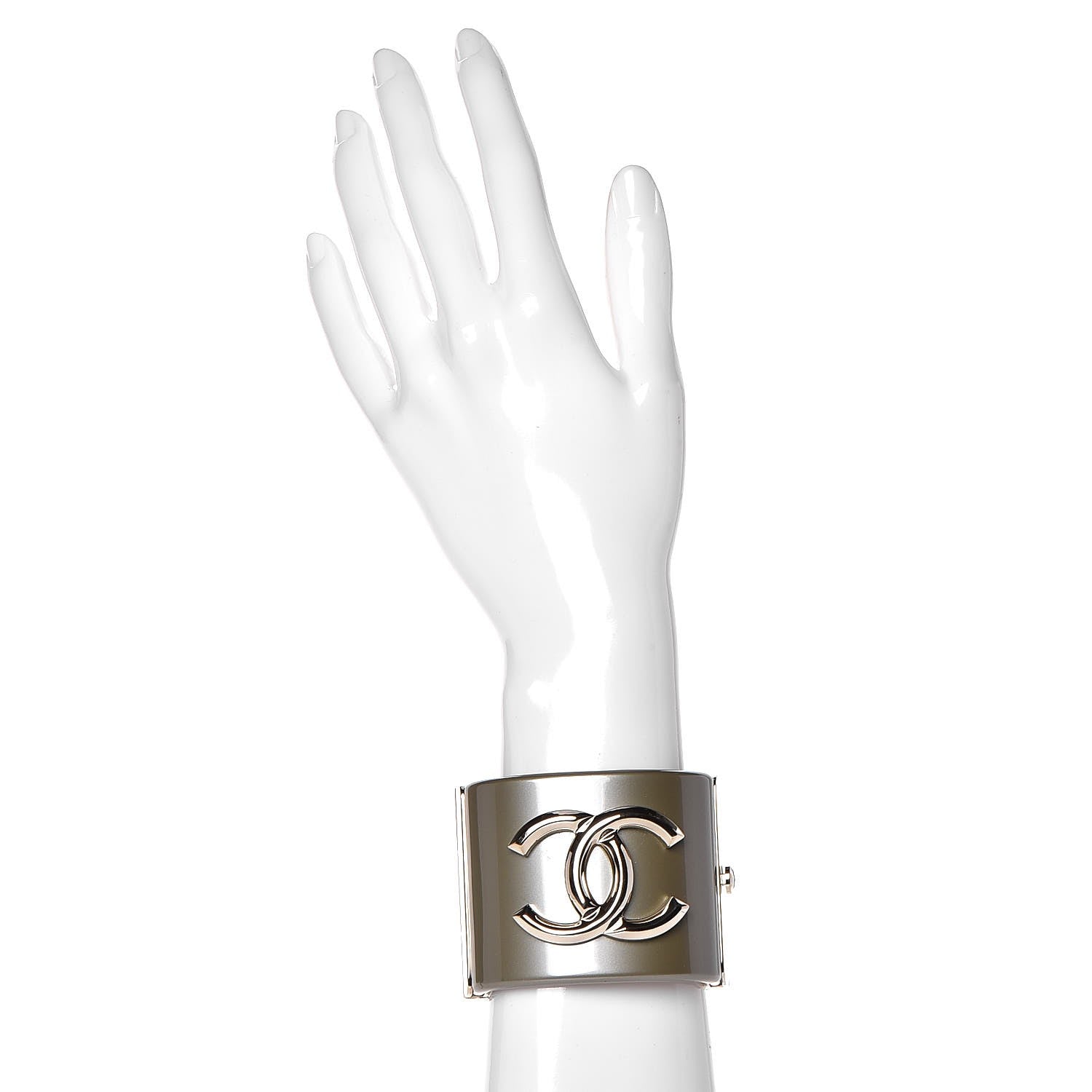 Chanel Resin CC Cuff Gold Pearly White 2 of 12