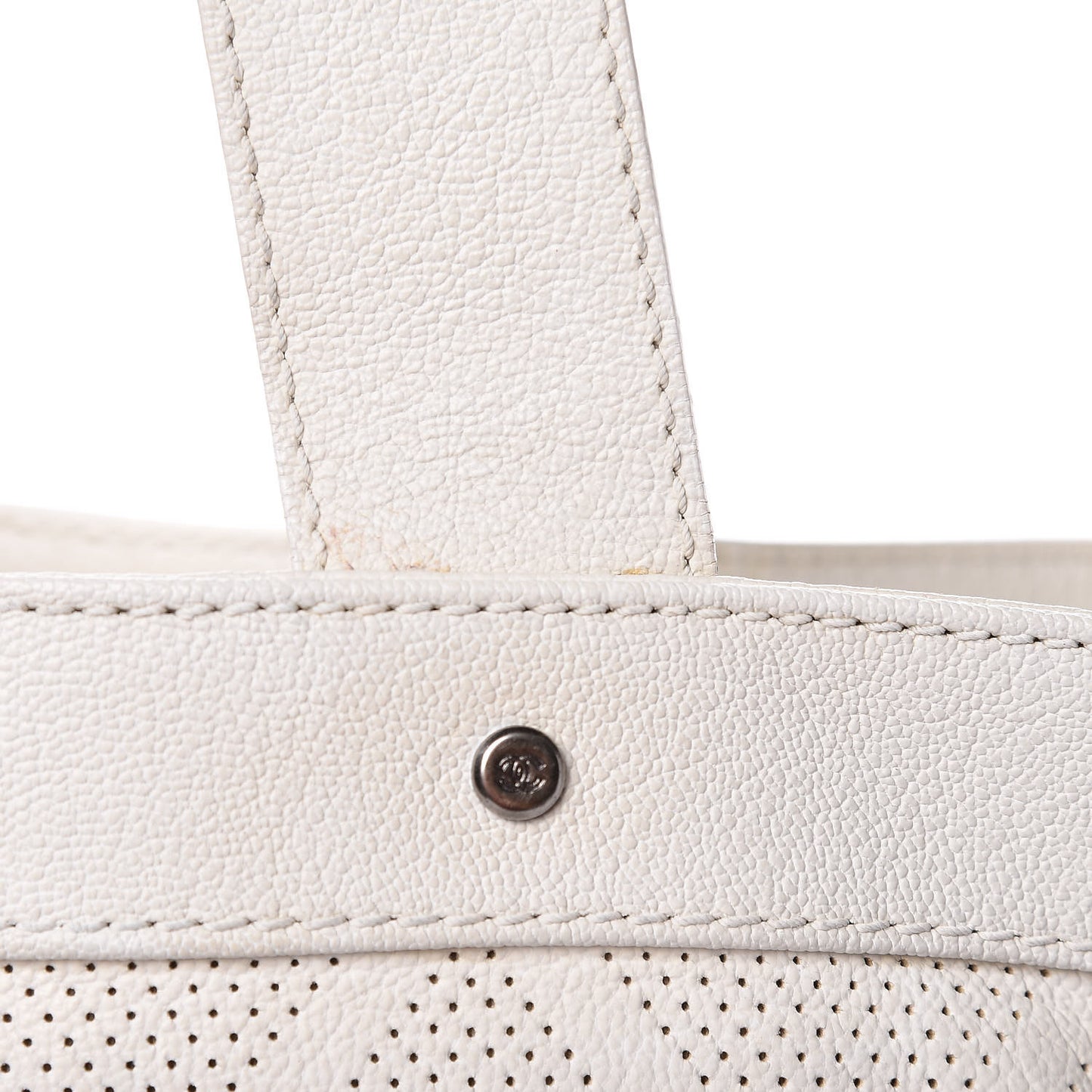 Goatskin Perforated Large CC Tote White