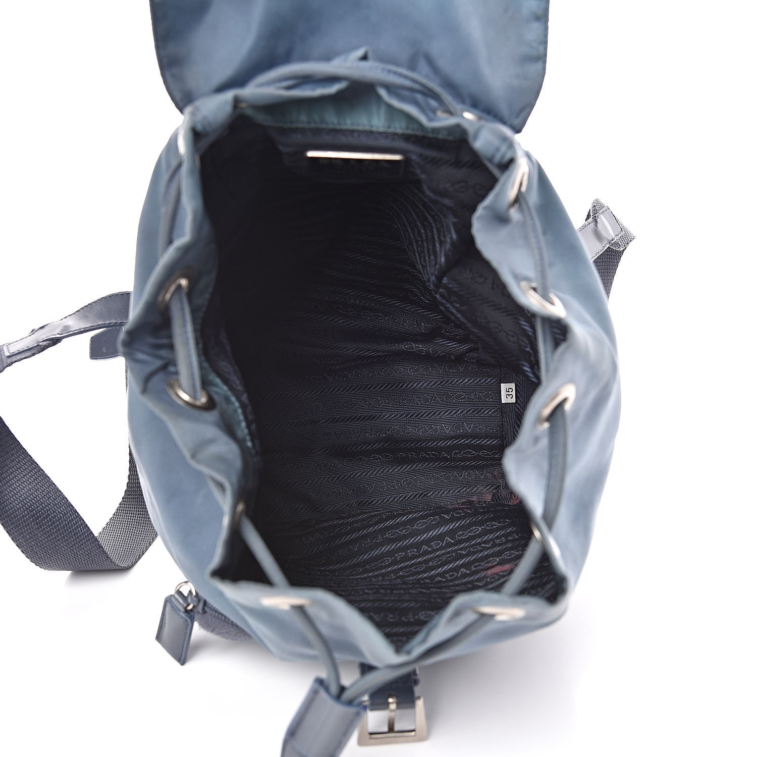 Prada Nylon Vela Cinch Backpack Blue 5 of 17