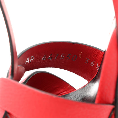 Saint Laurent Grained Calfskin Tribute 105 Platform Sandals 36 New Red 9 of 10