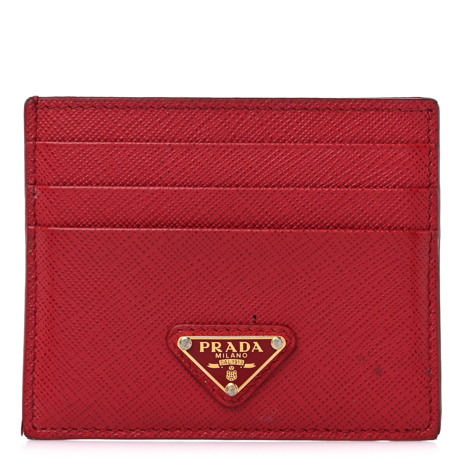 Prada Saffiano Triangle Card Holder Fuoco 1 of 11
