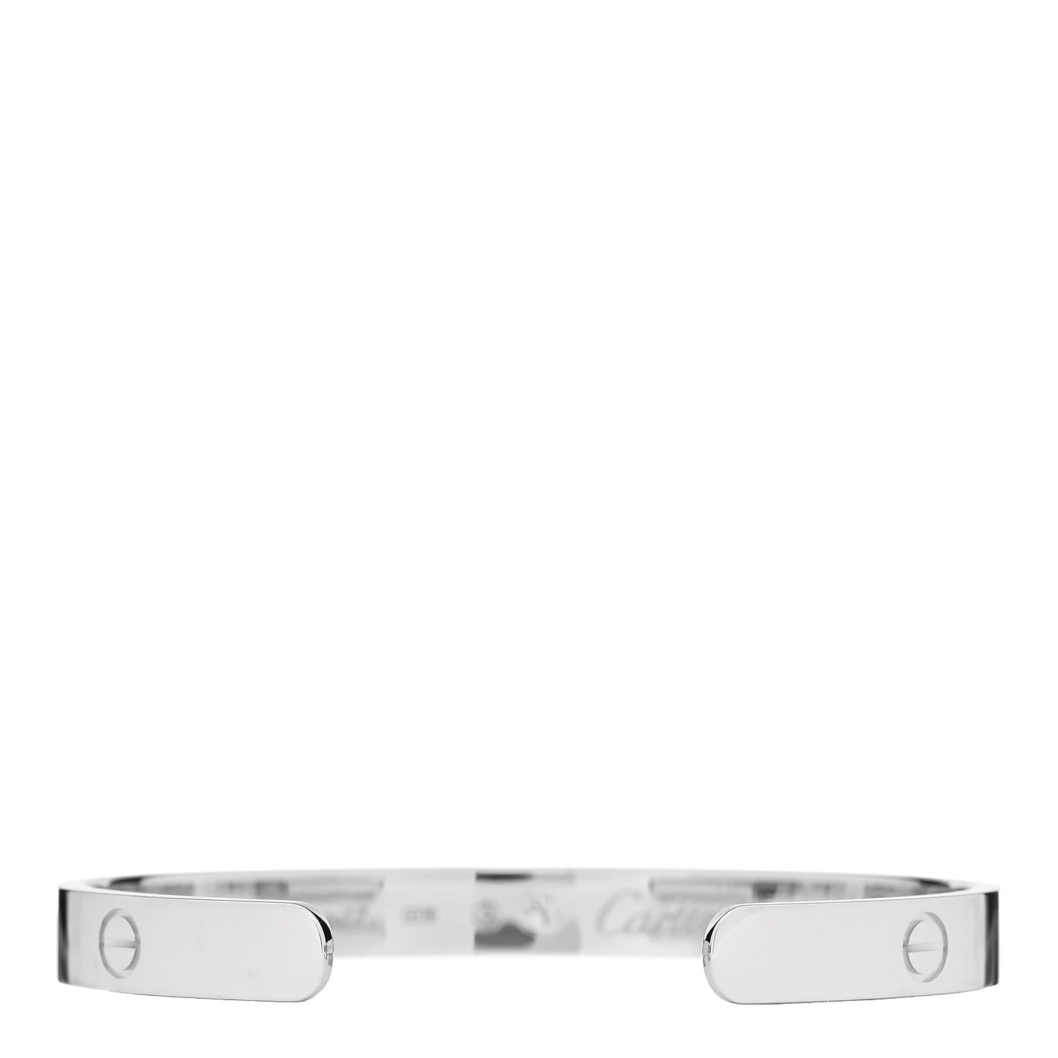 Cartier 18K White Gold 1 Diamond LOVE Cuff Bracelet 17 3 of 4