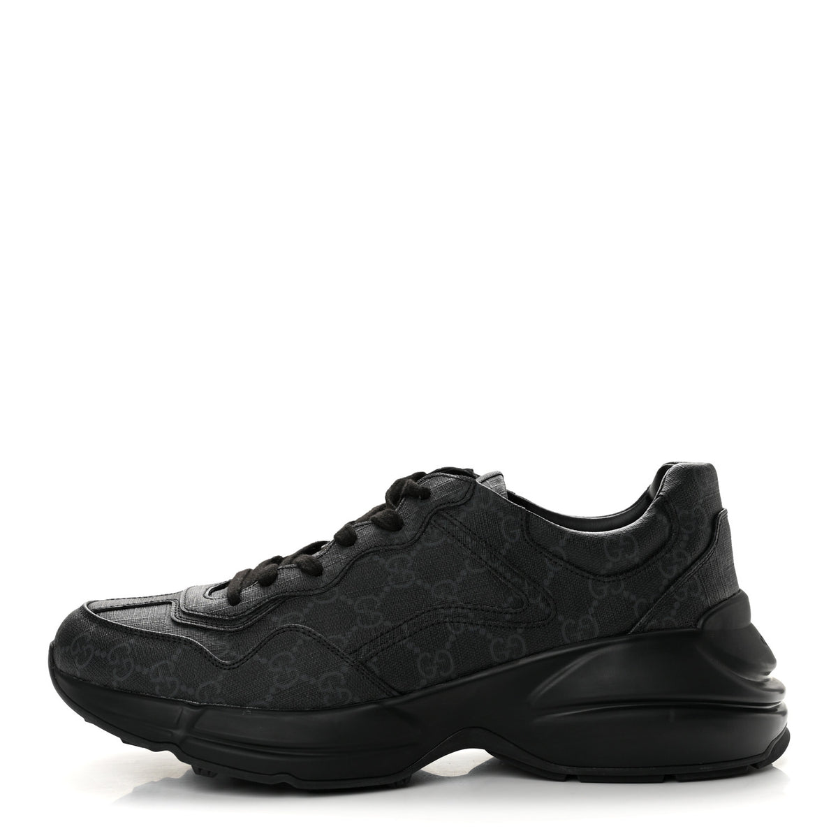 Gucci GG Supreme Monogram Mens Rhyton Sneakers 10 Black 1 of 10