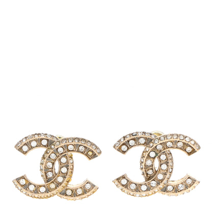 Chanel Crystal Timeless CC Earrings Light Gold 1 of 18