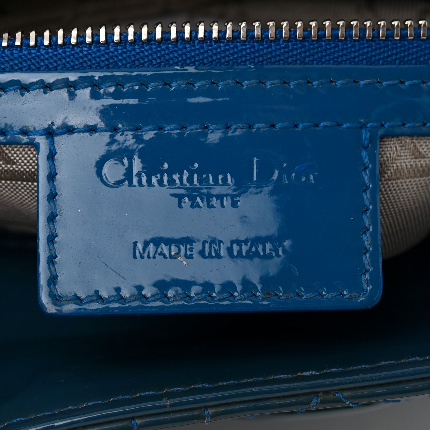 Christian Dior Patent Cannage Large Lady Dior Blue 6 of 14