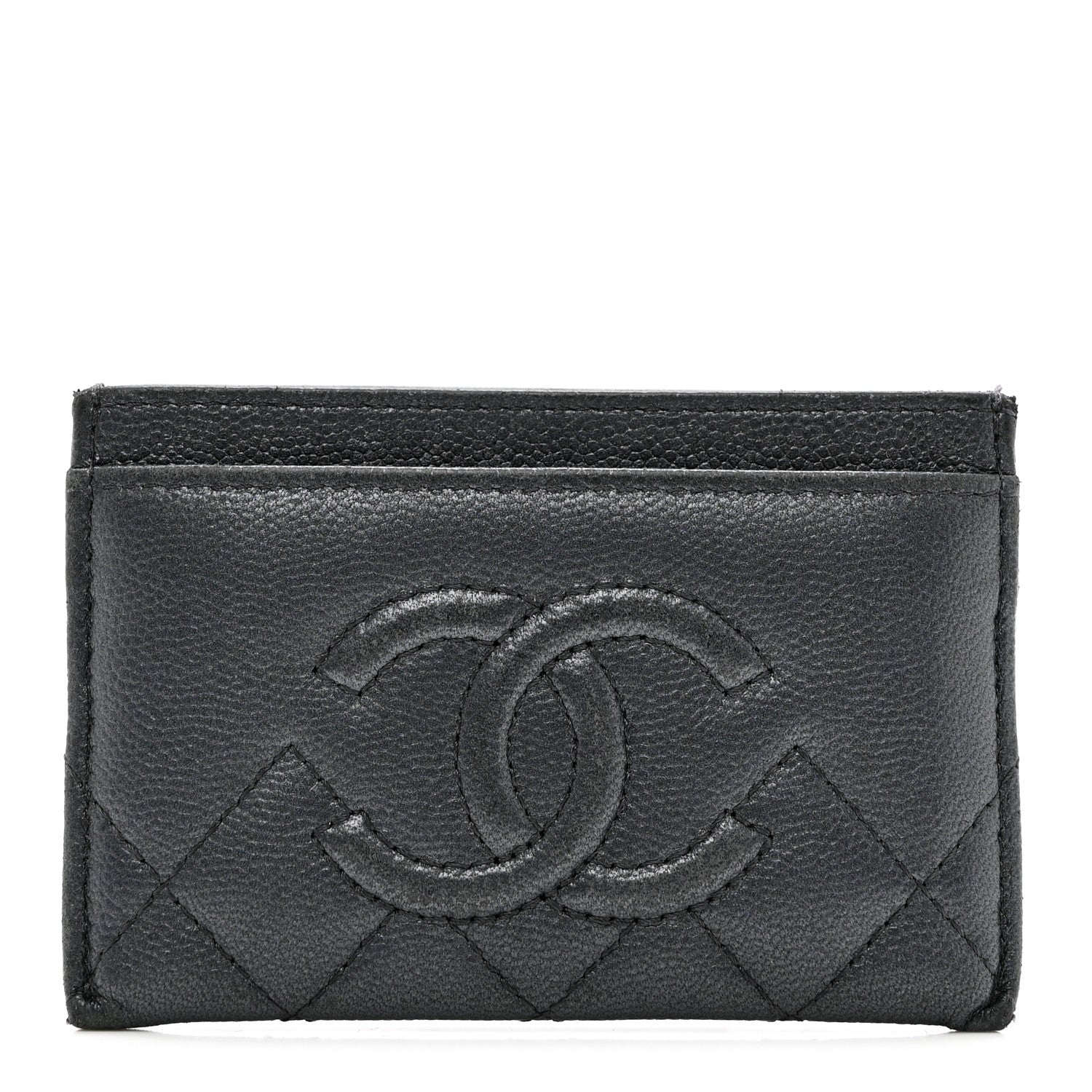 Chanel Metallic Caviar Quilted Maxi CC Card Holder Black 1 of 14