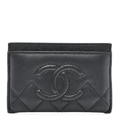 Chanel Metallic Caviar Quilted Maxi CC Card Holder Black 1 of 14
