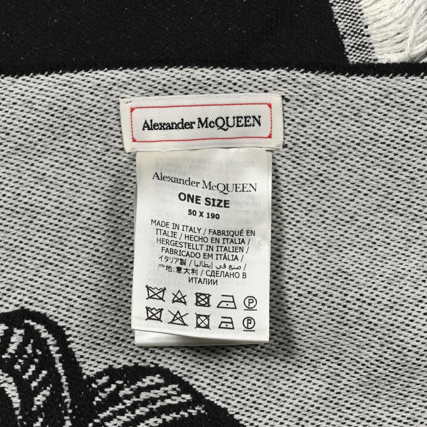 Alexander McQueen Wool Flower Skulls Scarf Black White 1839199