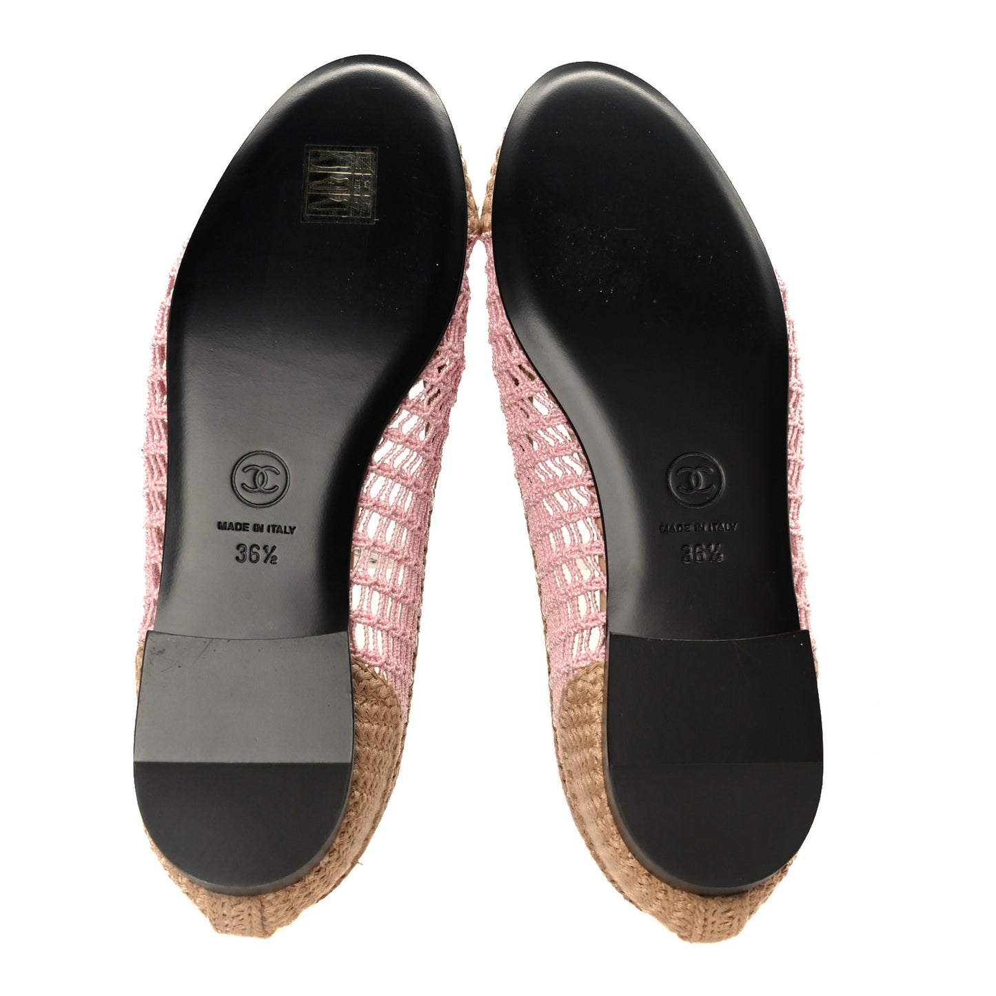 Raffia Cap Toe Ballerina Flats 36.5 Pink Beige