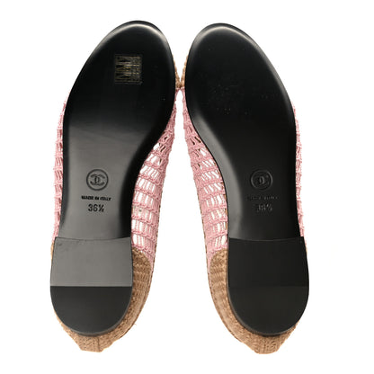Chanel Raffia Cap Toe Ballerina Flats 36.5 Pink Beige 6 of 10