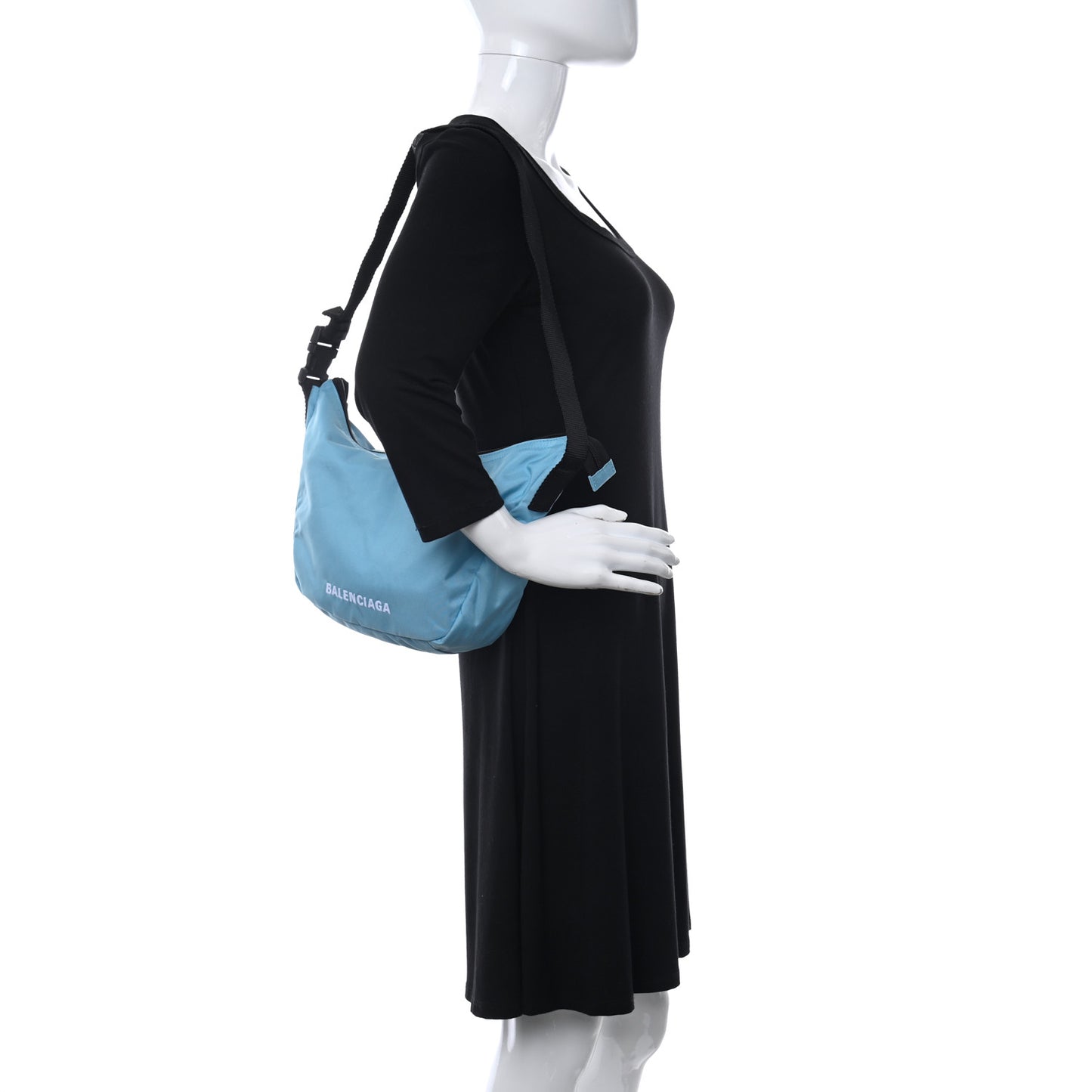 Recycled Sport Nylon Logo Embroidered Large Wheel Sling Bag Blue White