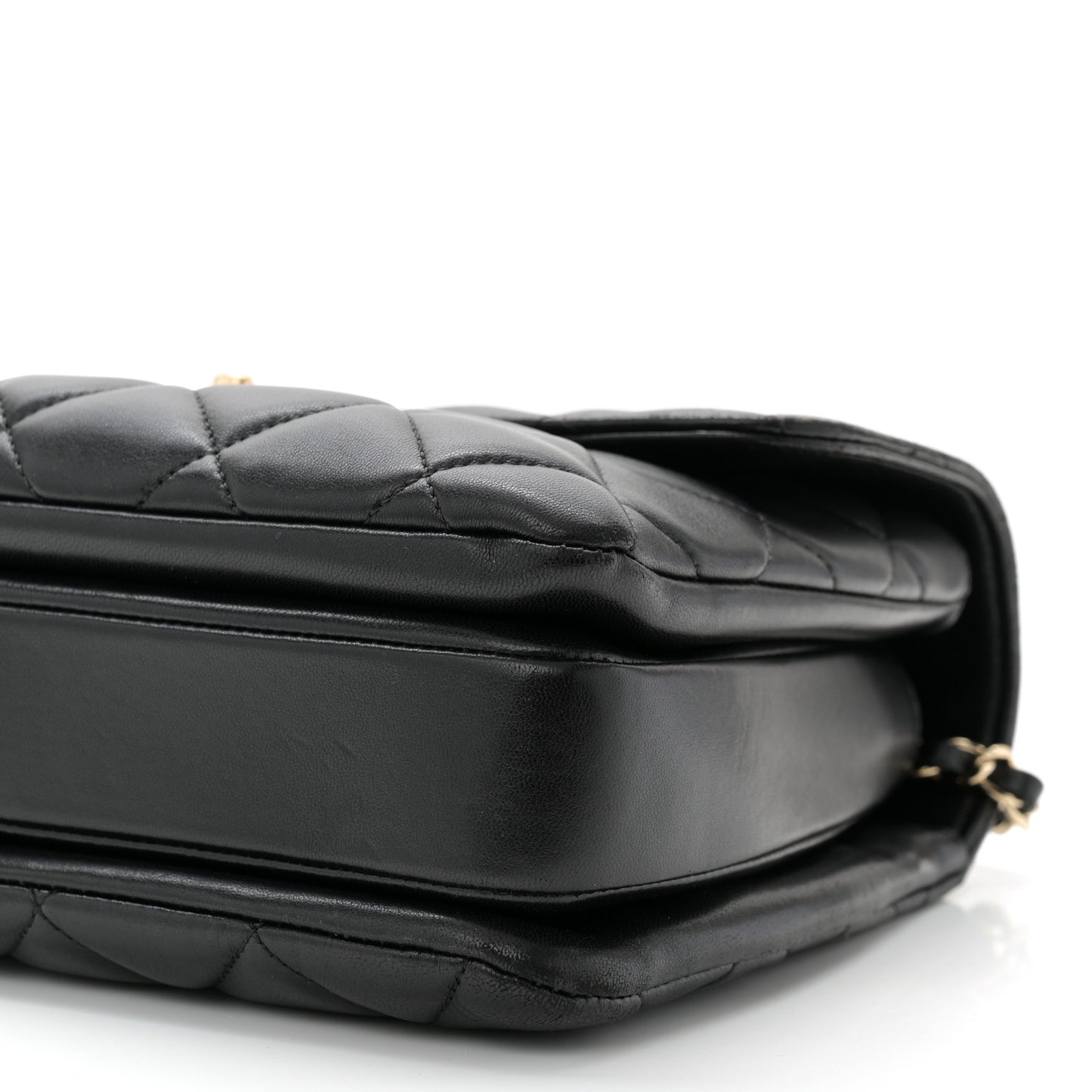 Lambskin Quilted Medium Trendy CC Flap Dual Handle Bag Black