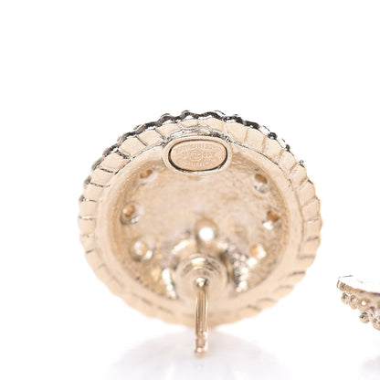 Chanel Crystal Perforated CC Round Earrings Gold 4 of 5