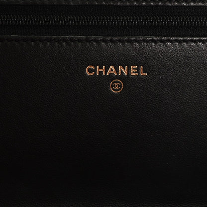 Chanel Lambskin Quilted Double Stitch Tassel Wallet On Chain WOC Black 6 of 8