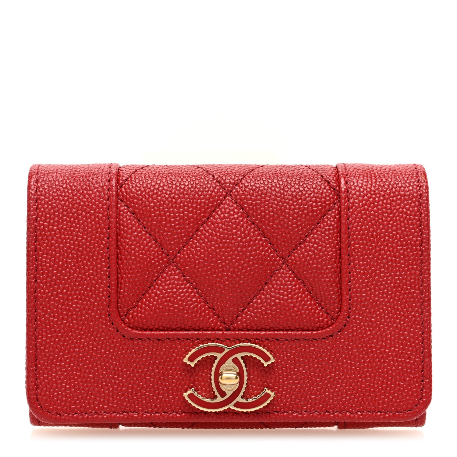 Chanel Caviar Quilted Vintage Mademoiselle Card Holder Red 1 of 7