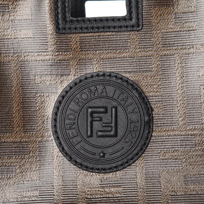 Fendi Glazed Fabric Vitello Century FF 1974 Stamp Patch Mini Peekaboo Defender Cover Mogano Panna Black 6 of 10