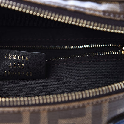 Fendi X FILA Glazed Fabric Vitello Century FF 1974 Mania Belt Bag Mogano Panna Blueberry 6 of 9