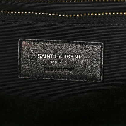 Saint Laurent Grain De Poudre Matelasse Chevron Large Monogram Satchel Black 7 of 13