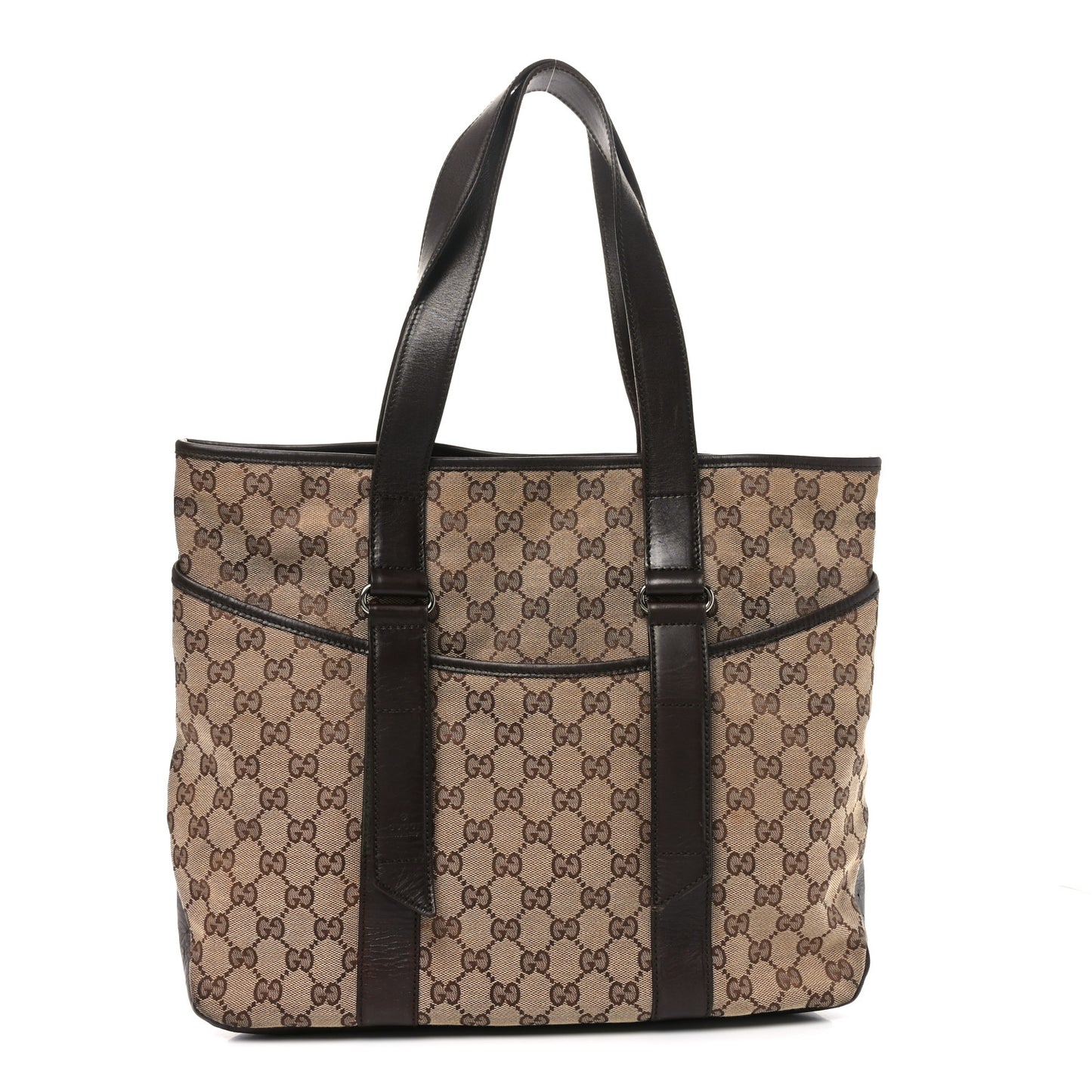Monogram Calfskin Tote Dark Brown