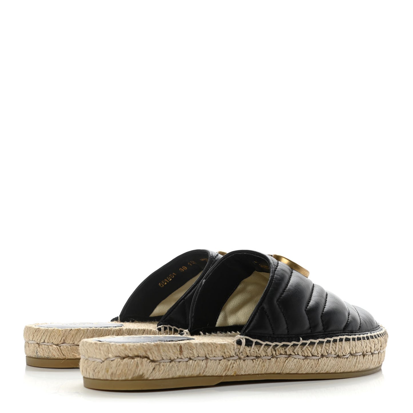 Nappa Matelasse GG Marmont Espadrille Slippers 38 Black