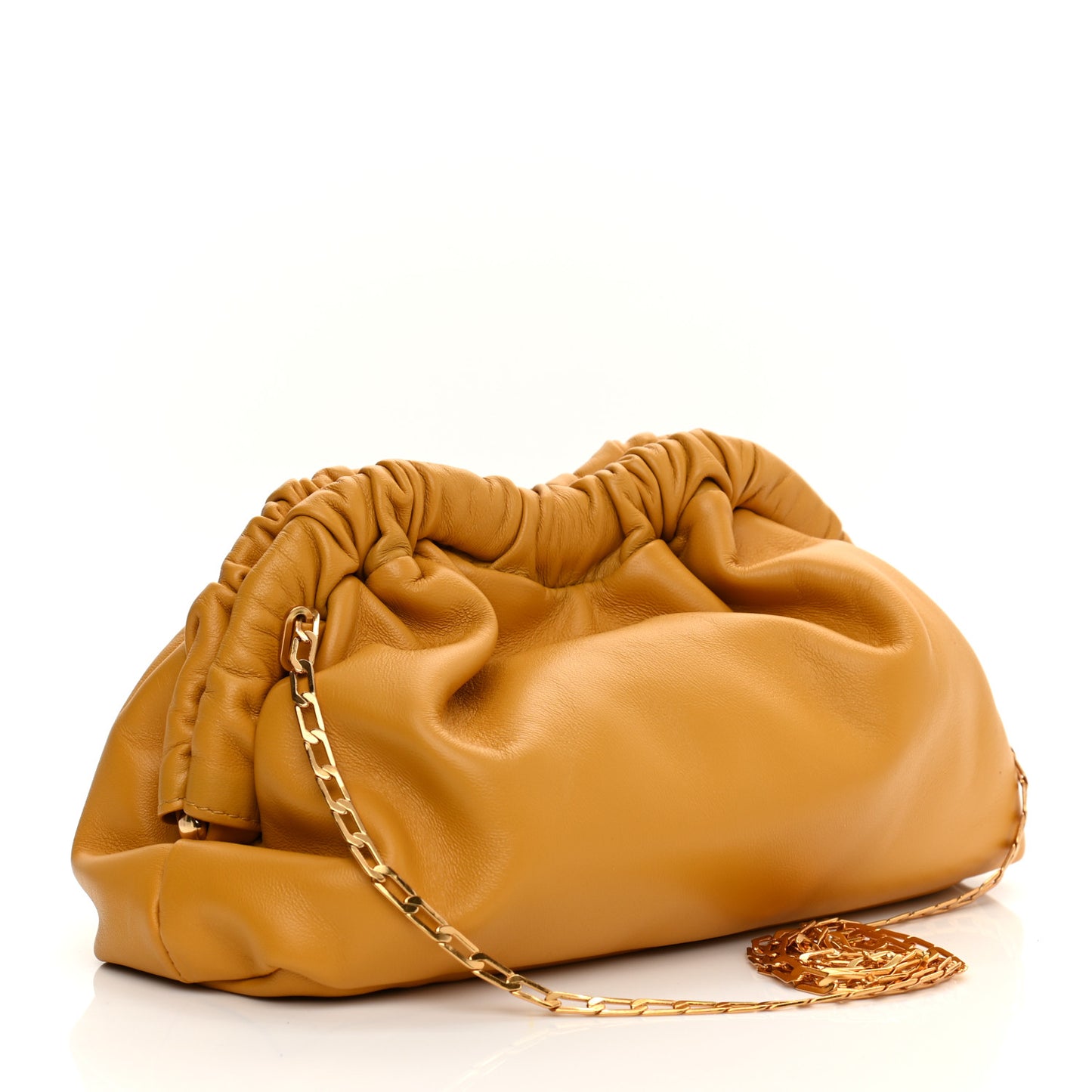 Lambskin Mini Cloud Chain Clutch Ochre
