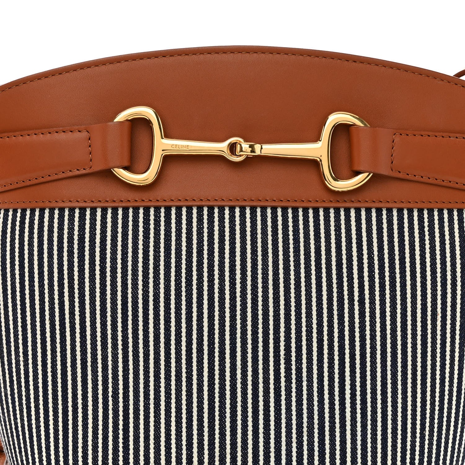 Celine Textile Calfskin Crecy Bucket Bag Blue Tan 7 of 9