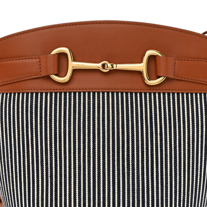 Celine Textile Calfskin Crecy Bucket Bag Blue Tan 7 of 9