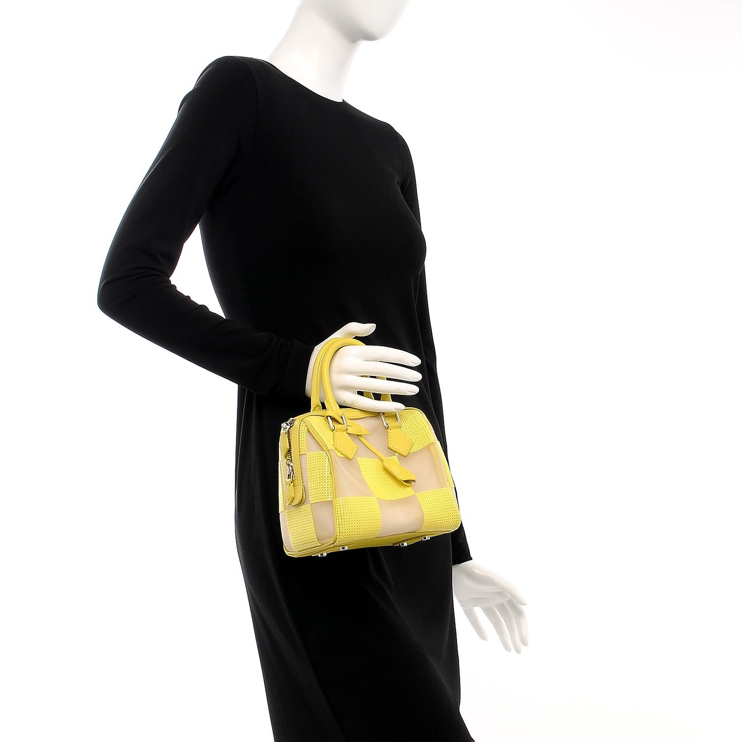 Damier Optic Mesh Sequins Cube Speedy Yellow