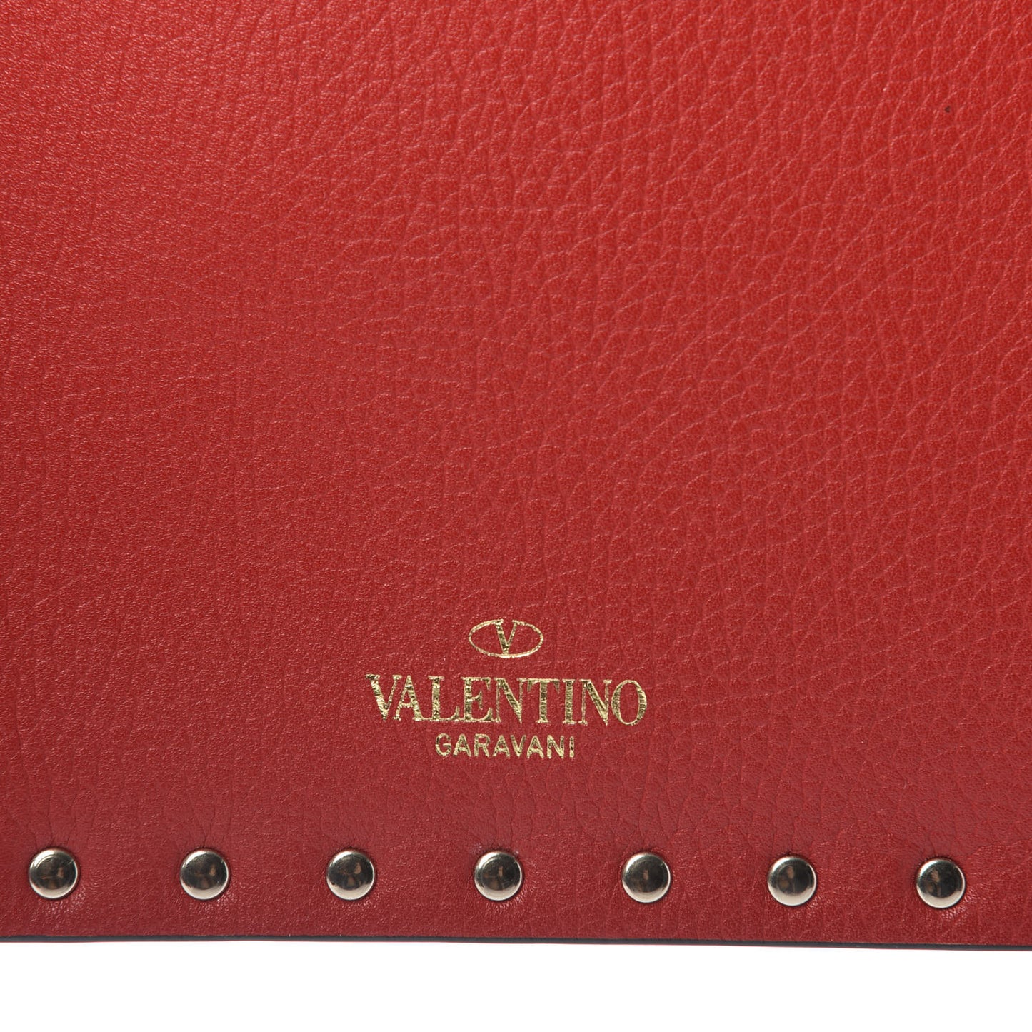 Pebbled Calfskin Rockstud Envelope Clutch Red