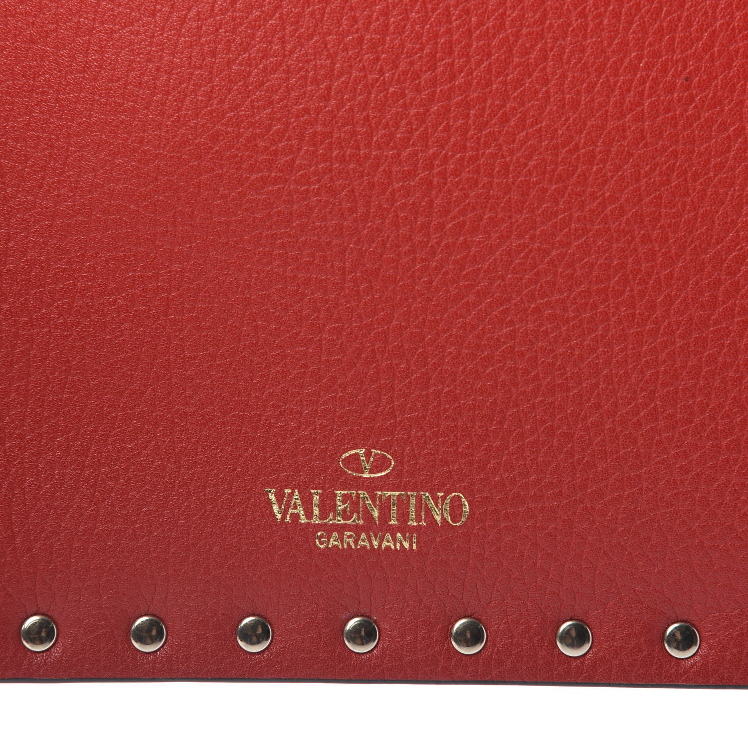 Valentino Garavani Pebbled Calfskin Rockstud Envelope Clutch Red 7 of 8