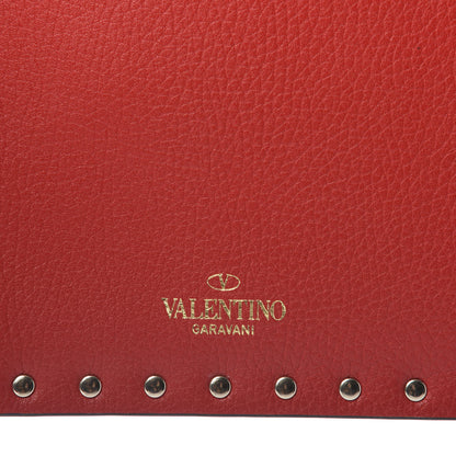 Valentino Garavani Pebbled Calfskin Rockstud Envelope Clutch Red 7 of 8