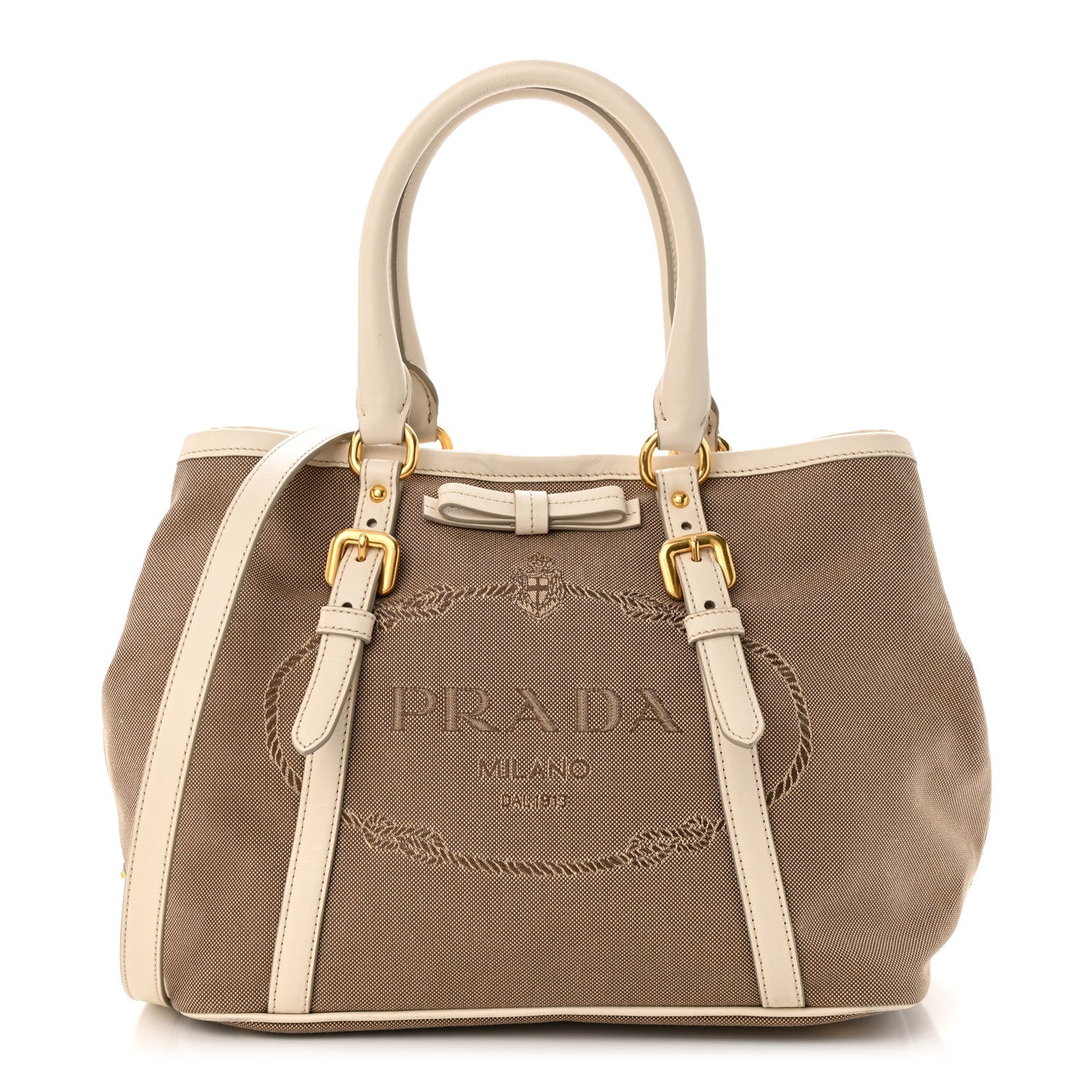 Prada Jacquard Logo Tote Corda Talco 1 of 10
