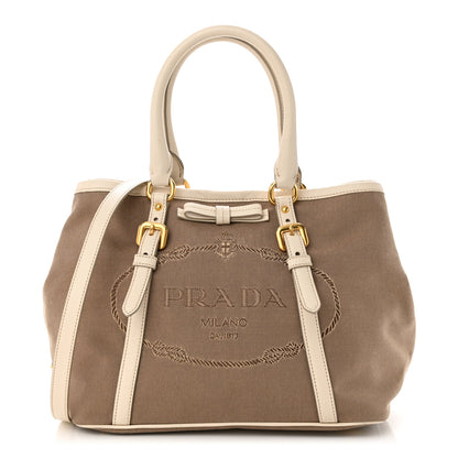 Prada Jacquard Logo Tote Corda Talco 1 of 10