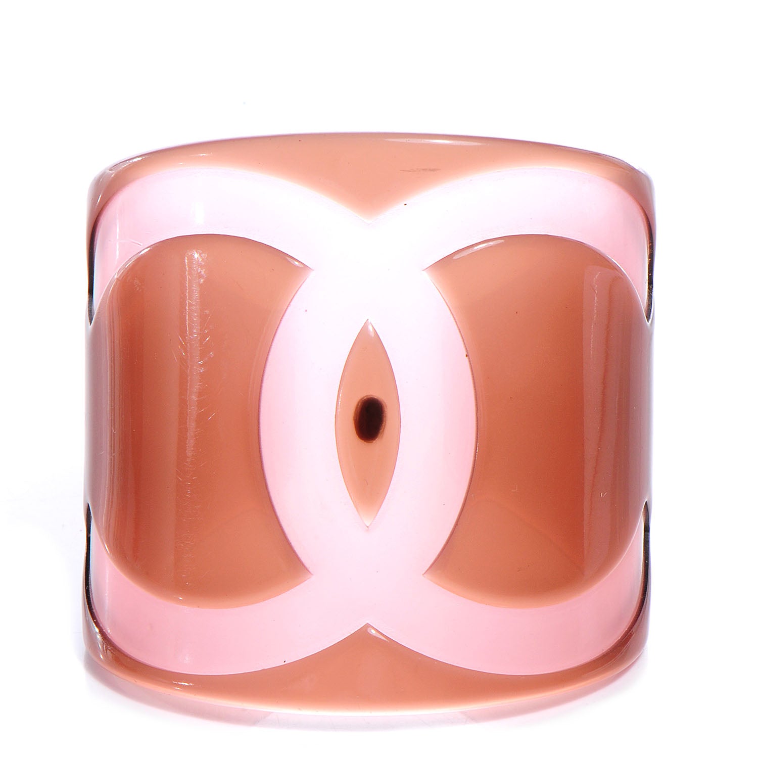 Chanel Resin CC Cuff Brown Pink 1 of 4