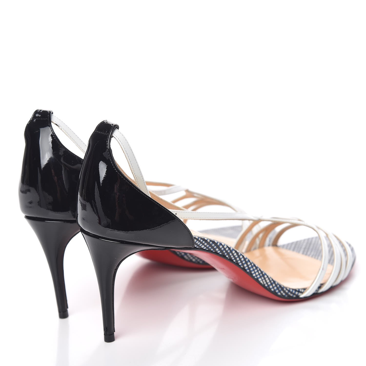 Christian Louboutin Patent Strappy 70 Sandals 40.5 Black Latte 4 of 13