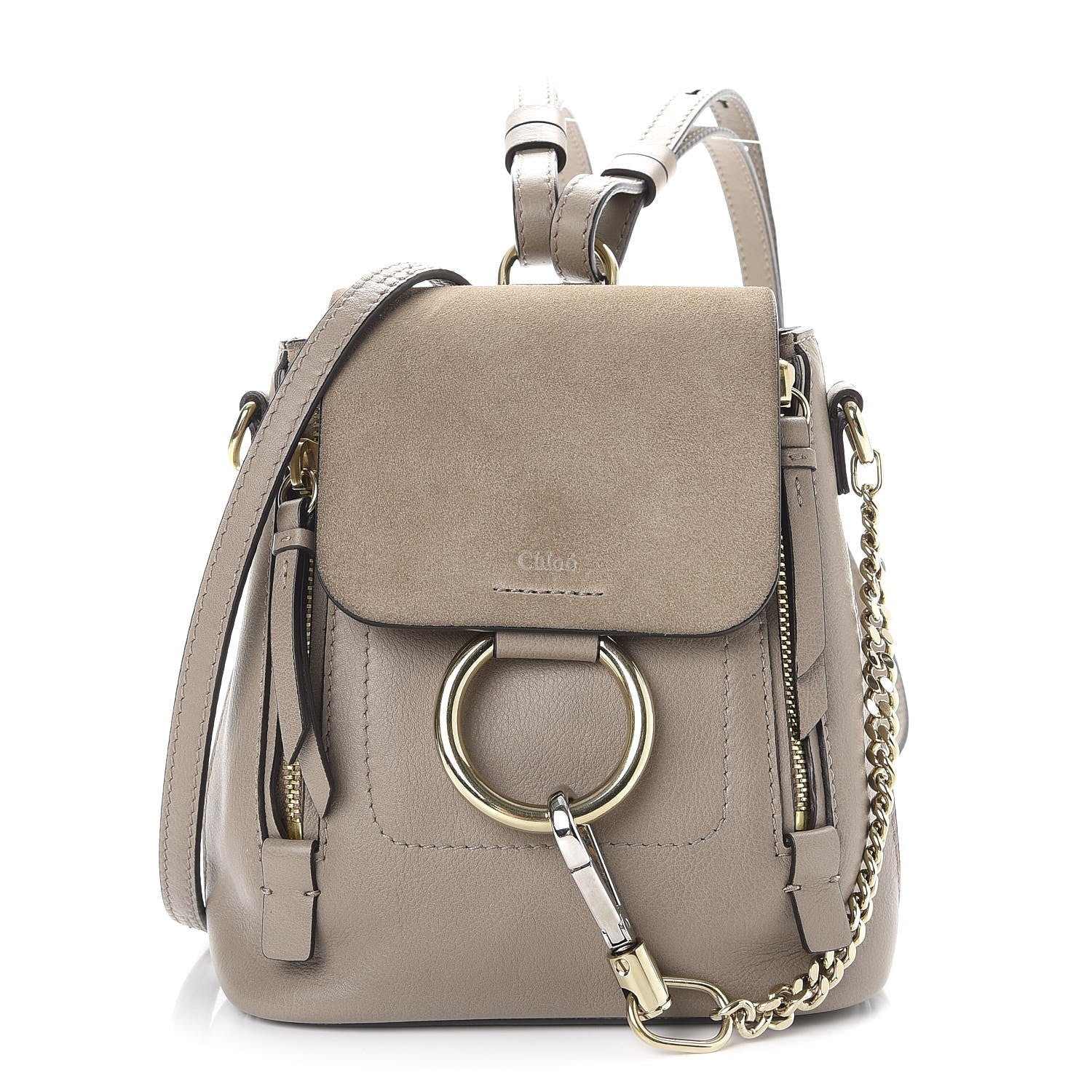 Chloe Suede Calfskin Mini Faye Backpack Motty Grey 1 of 8