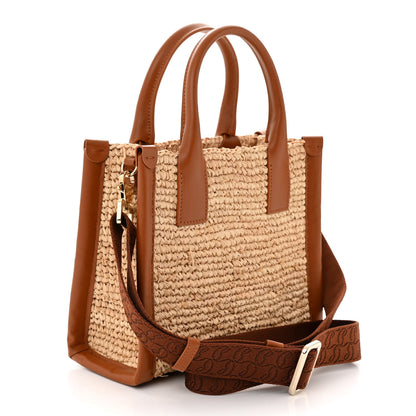 Christian Louboutin Raffia Calfskin Mini By My Side Tote Beige 3 of 10