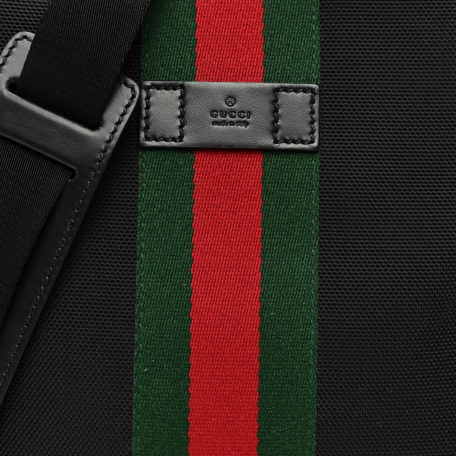 Gucci Techno Canvas Selleria Calfskin Web Small Flat Messenger Bag Black 8 of 10