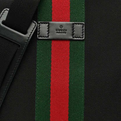 Gucci Techno Canvas Selleria Calfskin Web Small Flat Messenger Bag Black 8 of 10